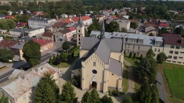Beautiful Landscape Church Oleszyce Aerial View Poland High Quality Footage — Stock Video
