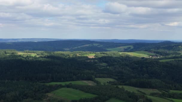 Bela Paisagem Floresta Montanhas Bieszczady Bircza Vista Aérea Polónia Imagens — Vídeo de Stock