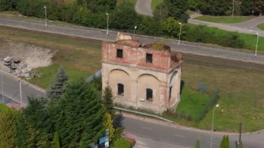 Güzel Eski Su Kulesi Lubaczow Hava Manzarası Polonya. Yüksek kalite 4k görüntü