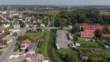 Güzel Manzara Eski Park Köprüsü Lubaczow Hava Manzarası Polonya. Yüksek kalite 4k görüntü