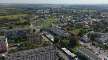 Güzel Peyzaj Konutları Lubaczow Havacılık Manzarası Polonya. Yüksek kalite 4k görüntü