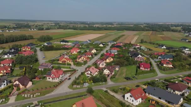 Красивий Ландшафтний Житловий Будинок Lubachow Air View Poland Високоякісні Кадри — стокове відео
