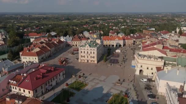Beau Paysage Place Marché Jaroslaw Vue Aérienne Pologne Images Haute — Video