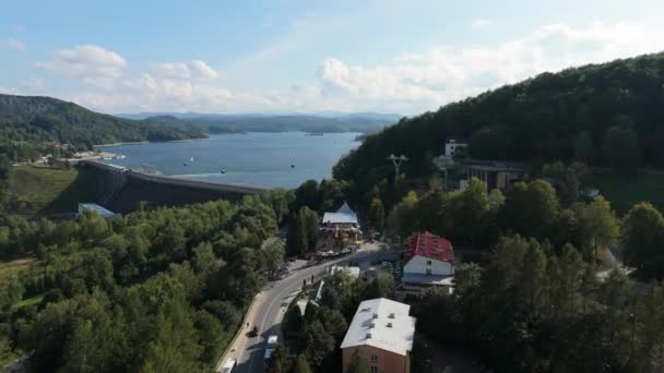 Peyzaj Gondola Gölü Baraj Gölü Solina Bieszczady Hava Görüntüsü Polonya — Stok video