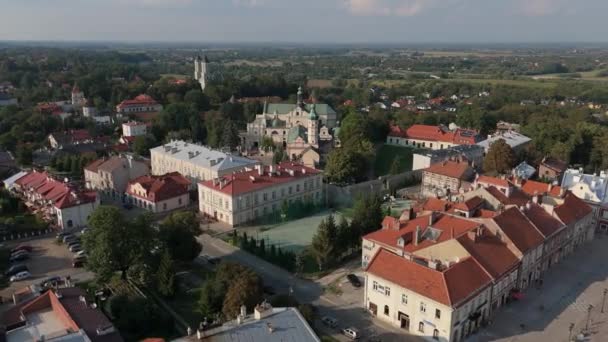Gyönyörű Tájkép Templom Kolostor Jaroslaw Aerial View Lengyelország Kiváló Minőségű — Stock videók