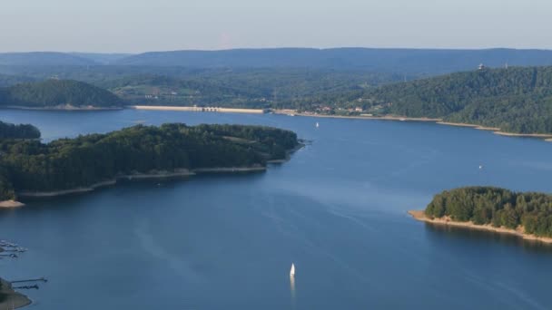 Bellissimo Paesaggio Polanczyk Lago Solina Bieszczady Vista Aerea Polonia Filmati — Video Stock