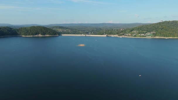 Güzel Manzara Barajı Solina Gölü Hava Manzarası Polonya Yüksek Kalite — Stok video