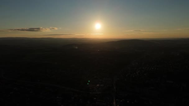 Vackra Landskap Sunset Sanok Bergen Bieszczady Antenn View Polen Högkvalitativ — Stockvideo