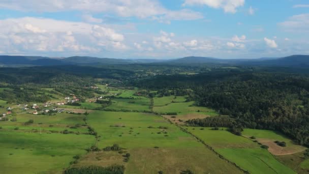Piękne Góry Krajobrazowe Bieszczady Uherce Mineralne Widok Powietrza Polska Wysokiej — Wideo stockowe