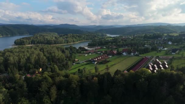 Hermoso Paisaje Polanczyk Lago Solina Bieszczady Vista Aérea Polonia Imágenes — Vídeo de stock