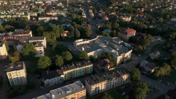 Gyönyörű Tájkép Galéria Mall Sanok Aerial View Lengyelország Kiváló Minőségű — Stock videók