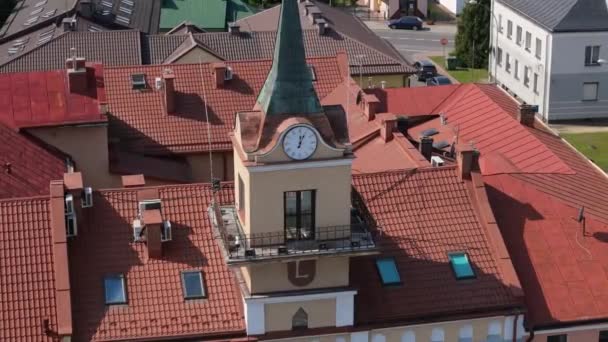 Beautiful Tower Council Market Square Lubaczow Vista Aérea Polônia Imagens — Vídeo de Stock