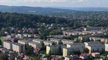 Güzel Peyzaj Konutları Sanok Dağları Bieszczady Hava Manzarası Polonya. Yüksek kalite 4k görüntü