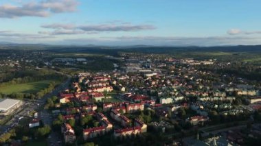 Güzel Peyzaj Konutları Sanok Dağları Bieszczady Hava Manzarası Polonya. Yüksek kalite 4k görüntü