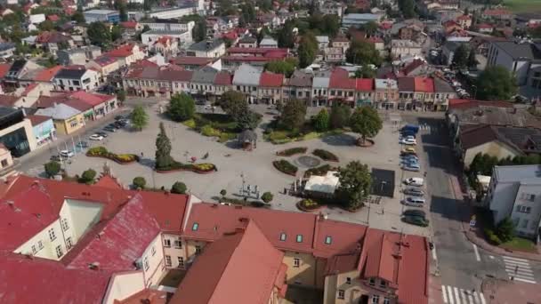 Prachtig Landschapsplein Downtown Lubaczow Aerial View Polen Hoge Kwaliteit Beeldmateriaal — Stockvideo