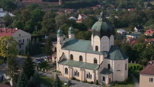 Krásný Old Town Church Jaroslaw Aerial View Polsko Vysoce Kvalitní — Stock video