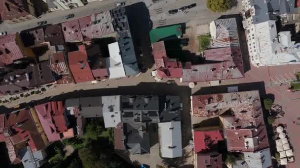 Bela Top Street Old Town Sanok Vista Aérea Polónia Imagens — Vídeo de Stock