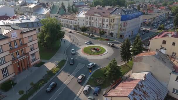 Gyönyörű Downtown Roundabout Jaroslaw Aerial View Lengyelország Kiváló Minőségű Felvételek — Stock videók