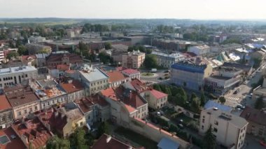 Şehir merkezindeki güzel manzara Jaroslaw Havacılık Manzarası Polonya. Yüksek kalite 4k görüntü