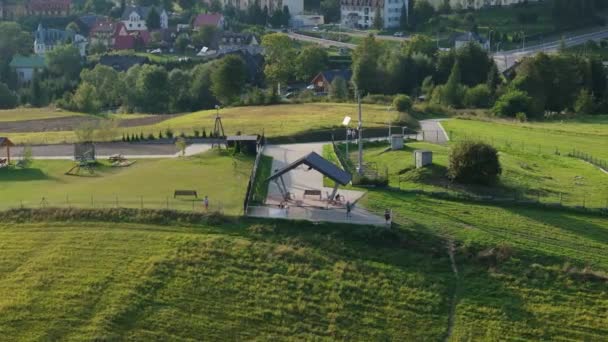 Красивый Пейзаж Поланчик Бещады Вид Воздуха Польша Высококачественные Кадры — стоковое видео