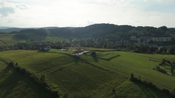 Prachtig Landschap Viewpoint Polanczyk Bieszczady Aerial View Polen Hoge Kwaliteit — Stockvideo