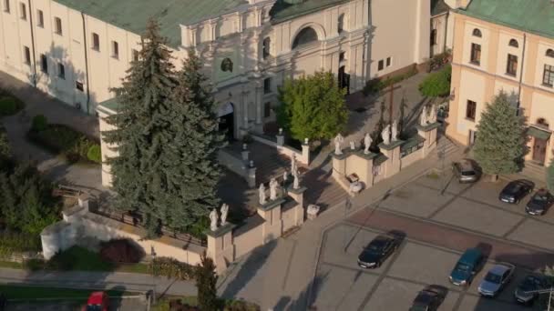 Prachtige Kerk Oude Stad Jaroslaw Luchtfoto Uitzicht Polen Hoge Kwaliteit — Stockvideo