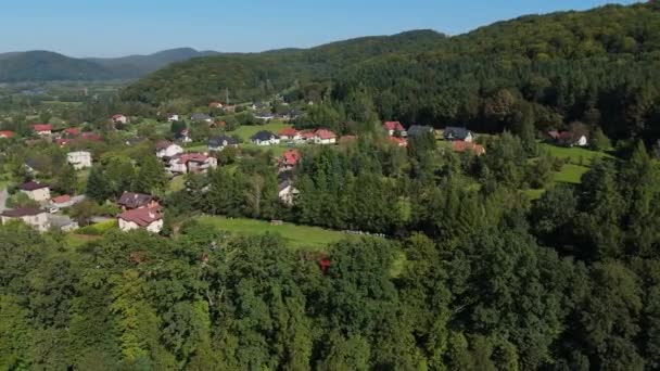 Güzel Peyzaj Dağları Bieszczady Sanok Hava Görüntüsü Polonya Yüksek Kalite — Stok video