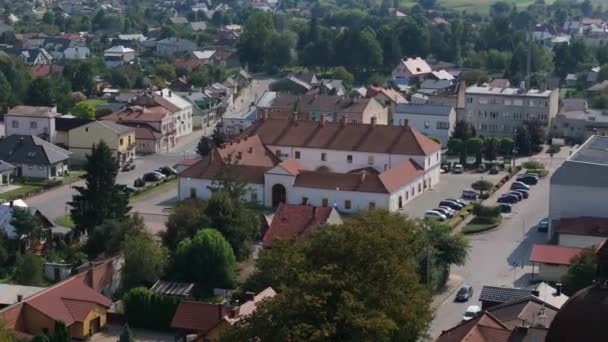 美丽的风景市场广场理事会Oleszyce Aerial View Poland 高质量的4K镜头 — 图库视频影像