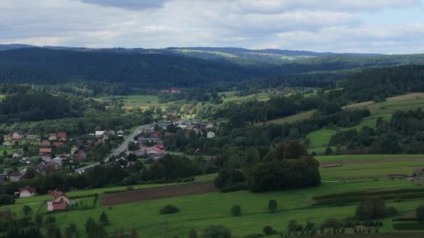 Prachtige Landschap Forest Mountains Bieszczady Bircza Aerial View Polen Hoge — Stockvideo