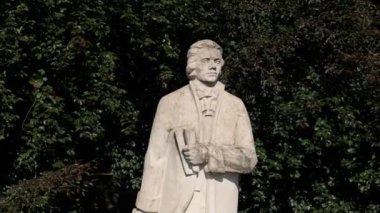 Güzel Kosciuszko Heykeli Sanok Hava Manzarası Polonya. Yüksek kalite 4k görüntü