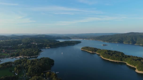 Güzel Manzara Burnu Polanczyk Gölü Solina Bieszczady Hava Görüntüsü Polonya — Stok video