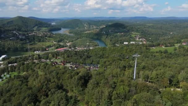 Indah Landscape Gondola Solina Pegunungan Bieszczady Pemandangan Udara Polandia Rekaman — Stok Video