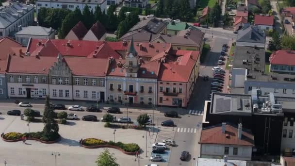 Gyönyörű Tanács Piac Tér Lubaczow Aerial View Lengyelország Kiváló Minőségű — Stock videók