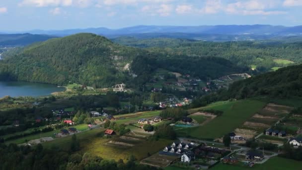 Bellissimo Paesaggio Montagne Bieszczady Solina Vista Aerea Polonia Filmati Alta — Video Stock
