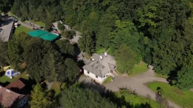 Güzel Açık Hava Müzesi Skansen Sanok Hava Görünümü Polonya. Yüksek kalite 4k görüntü