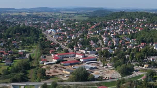 Beautiful Landscape Bieszczady Sanok Aerial View Poland High Quality Footage — Stock Video