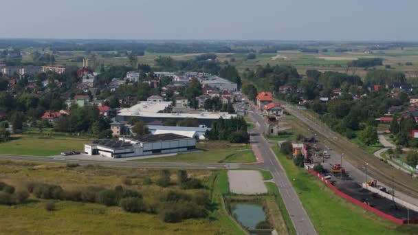 Indah Landscape Kolam Renang Lubaczow Pemandangan Udara Polandia Rekaman Berkualitas — Stok Video