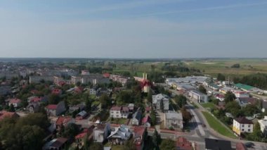 Güzel Panorama Kilisesi Lubaczow Hava Manzarası Polonya. Yüksek kalite 4k görüntü