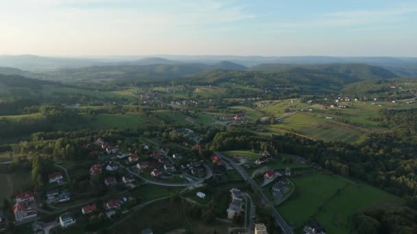 Beautiful Landscape Mountains Bieszczady Polanczyk Aerial View Poland High Quality — Stock Video