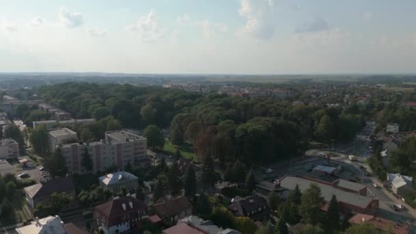 Gyönyörű Landscape Park Downtown Jaroslaw Aerial View Lengyelország Kiváló Minőségű — Stock videók