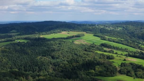 Bellissimo Paesaggio Foresta Montagne Bieszczady Bircza Vista Aerea Polonia Filmati — Video Stock