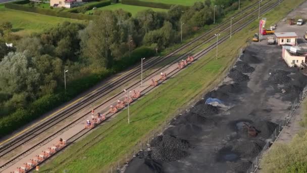 Schöne Landschaft Fahrrad Handcars Tracks Uherce Mineralne Luftaufnahme Polen Hochwertiges — Stockvideo