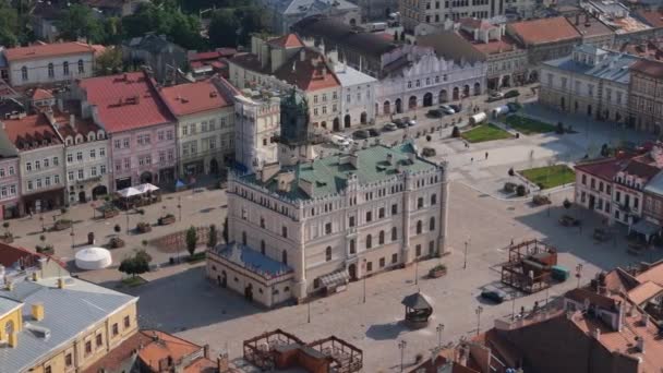 美丽的风景古城市场广场Jaroslaw Aerial View Poland 高质量的4K镜头 — 图库视频影像