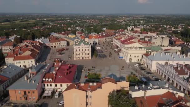 Hermoso Paisaje Old Town Market Square Jaroslaw Vista Aérea Polonia — Vídeos de Stock