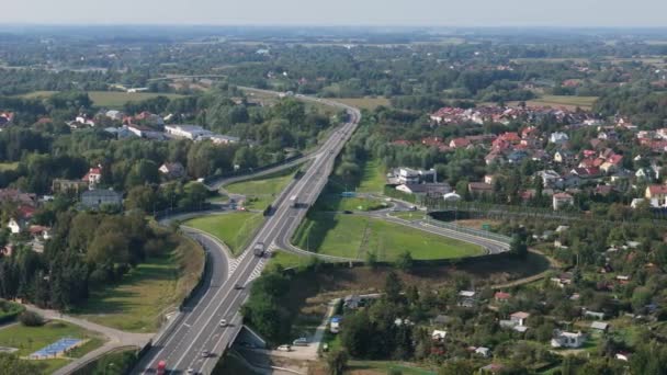 Krásné Krajinné Silnice Viadukt Jaroslaw Aerial View Polsko Vysoce Kvalitní — Stock video