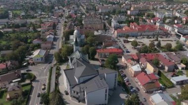 Lubaczow Havacılık Merkezi Güzel Peyzaj Katedrali Polonya. Yüksek kalite 4k görüntü