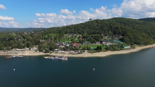 Güzel Peyzaj Gölü Solina Dağları Bieszczady Hava Görüntüsü Polonya Yüksek — Stok video