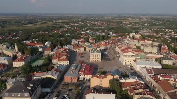 Piękny Krajobraz Rynek Starego Miasta Jarosław Widok Lotu Ptaka Polska — Wideo stockowe