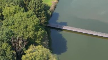 Güzel Borki Gölü Radom Hava Manzarası Polonya. Yüksek kalite 4k görüntü
