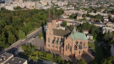 Güzel Peyzaj Katedrali Radom Hava Manzarası Polonya. Yüksek kalite 4k görüntü